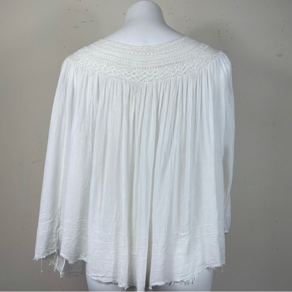 Free People one crochet peasant swing bohemian blouse top - Picture 6 of 9